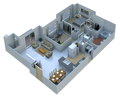 2 Bedrooms 1 Bath at Remington Apartment Homes, Romeoville, IL, 60446